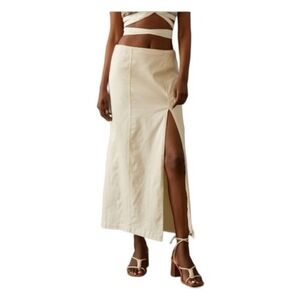 Anthropologie Cream Cotton Maxi Skirt In 12 NWT